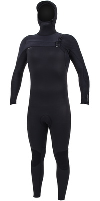 2025 O'Neill Mens HyperFreak+ 4/3mm Chest Zip Hooded Wetsuit 5346 - Black